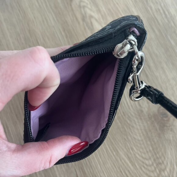 Coach Black Monogram Logo Wristlet NWOT black silver - Picture 8 of 9